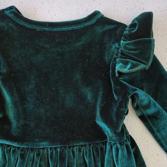 Velvet Kids Dress in Deep Green - Picture 6 of 6